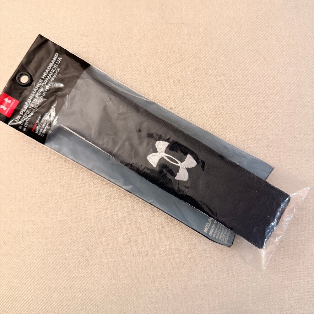New Under Armour UA Performance HeatGear Headband Black White